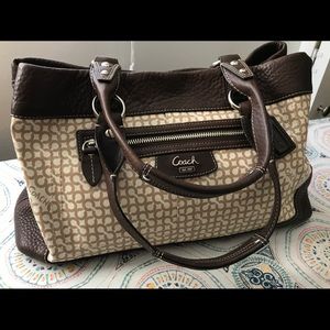 Coach Penelope OP Art Purse Satchel Cream/Brown